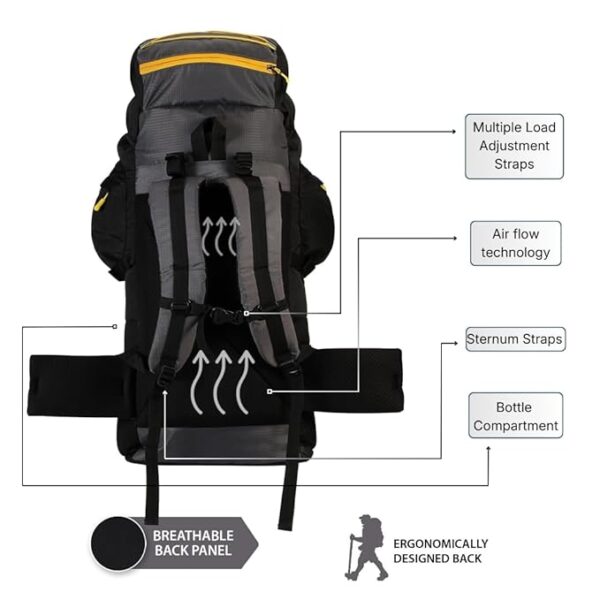 Impulse rucksack bags 75 litres travel bag for men tourist bag for travel backpack for hiking trekking Bag for men camping thames blue bag with 1 Year Warranty