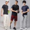 ATICX Slim Fit Polyester Sports T-Shirt for Men - Round Neck Quick Dry Fit Half Sleeve Breathable Stylish Gym & Workout Tee - Lightweight Running Cycling Football Swimming Training Sportswear Top