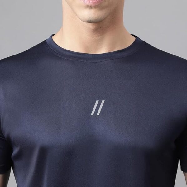 ATICX Slim Fit Polyester Sports T-Shirt for Men - Round Neck Quick Dry Fit Half Sleeve Breathable Stylish Gym & Workout Tee - Lightweight Running Cycling Football Swimming Training Sportswear Top