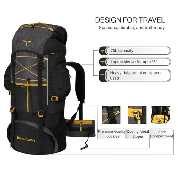 Impulse rucksack bags 75 litres travel bag for men tourist bag for travel backpack for hiking trekking Bag for men camping thames blue bag with 1 Year Warranty